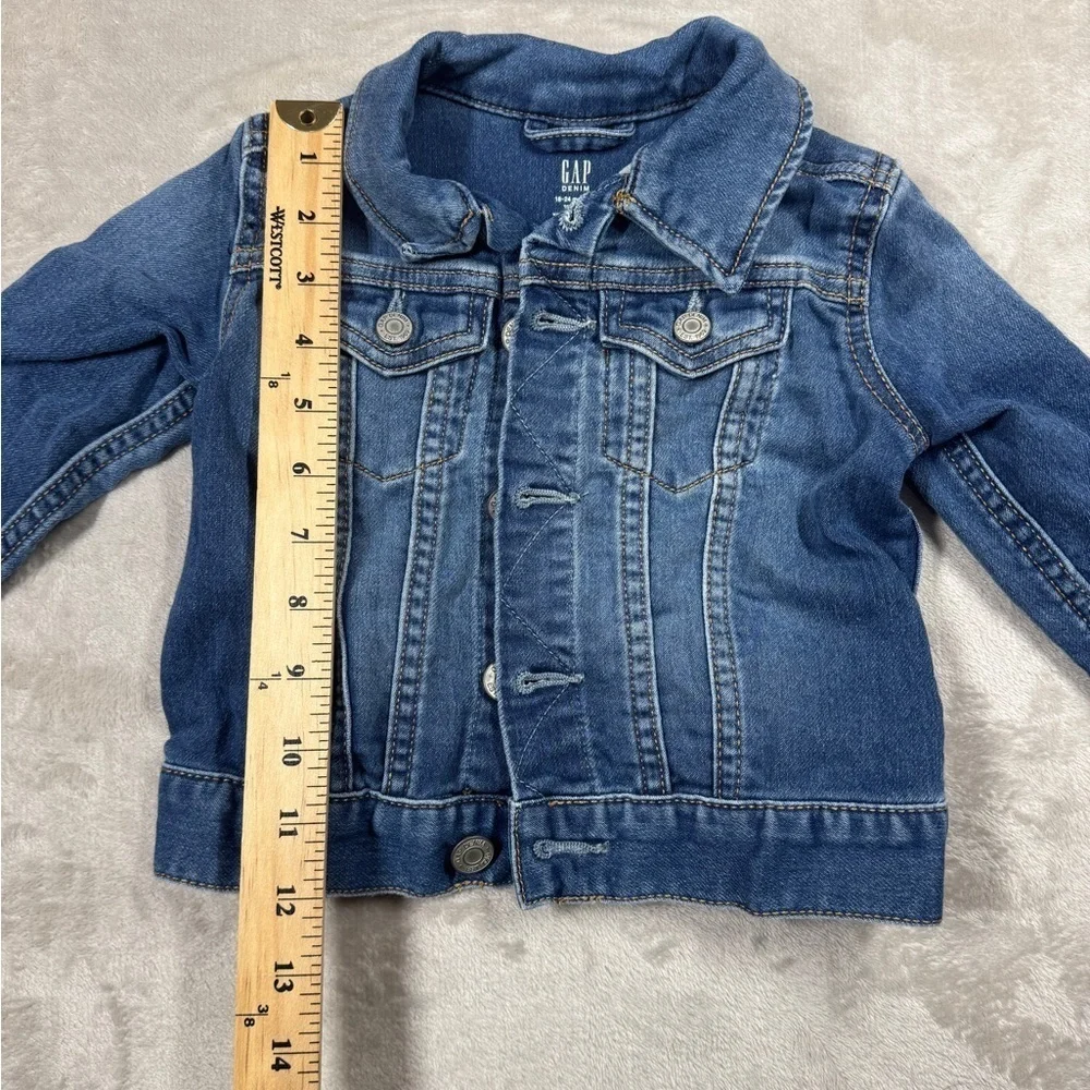 Gap Denim Button Front Collared Girl’s Blue Jeans Jacket Size 18-24 Months